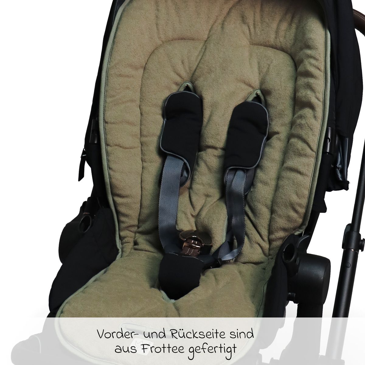 Detalj av lengdesnitt på Sommerinnlegg i frotté til barnevogn Olive Green - Kaiser