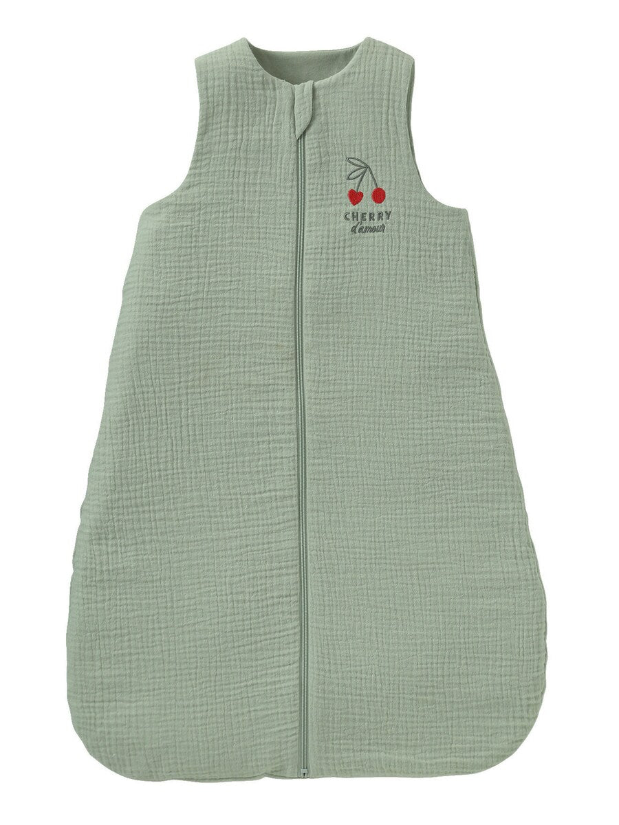 Sommersovepose for baby CHERRY med glidelås TOG 1 forfra