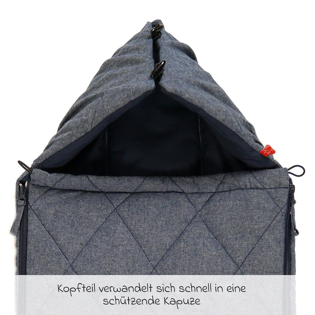 Sommervognpose Nikko i bomull, 89 x 40 cm, Navy Melange med åpen sidelynlås
