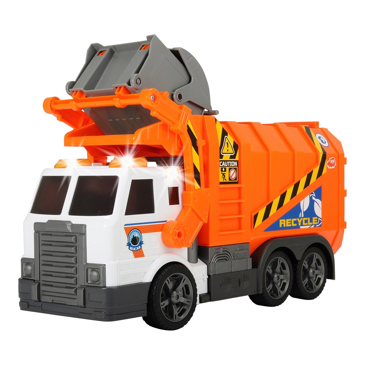 Søppelbil Garbage Truck med lyd og lys 46 cm forfra