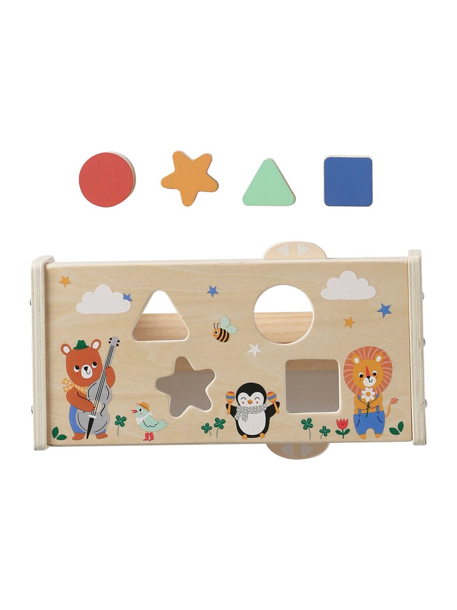 Sorteringsboks HAPPY ANIMALS i tre FSC bakside med speil