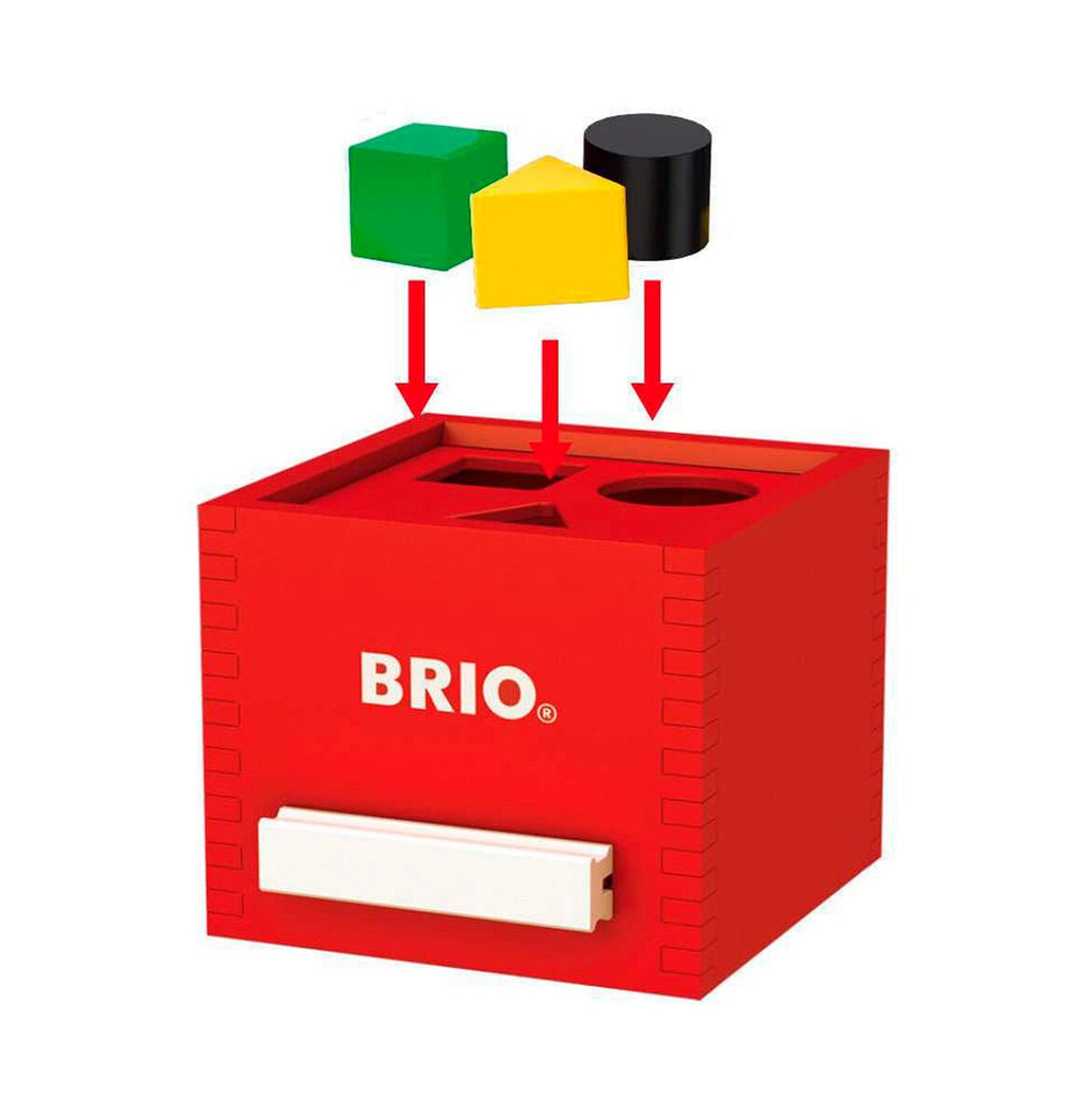 Sorteringsboks i tre rød 14,4x11x13 cm - BRIO detalj