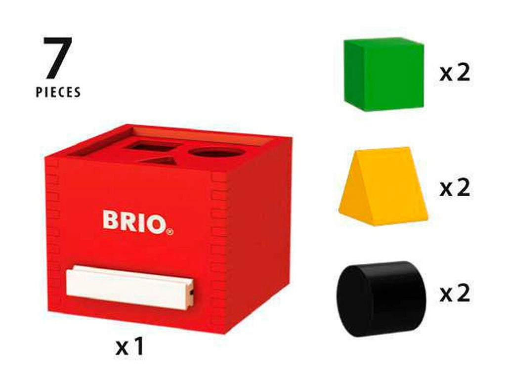 Sorteringsboks i tre rød 14,4x11x13 cm - BRIO montert