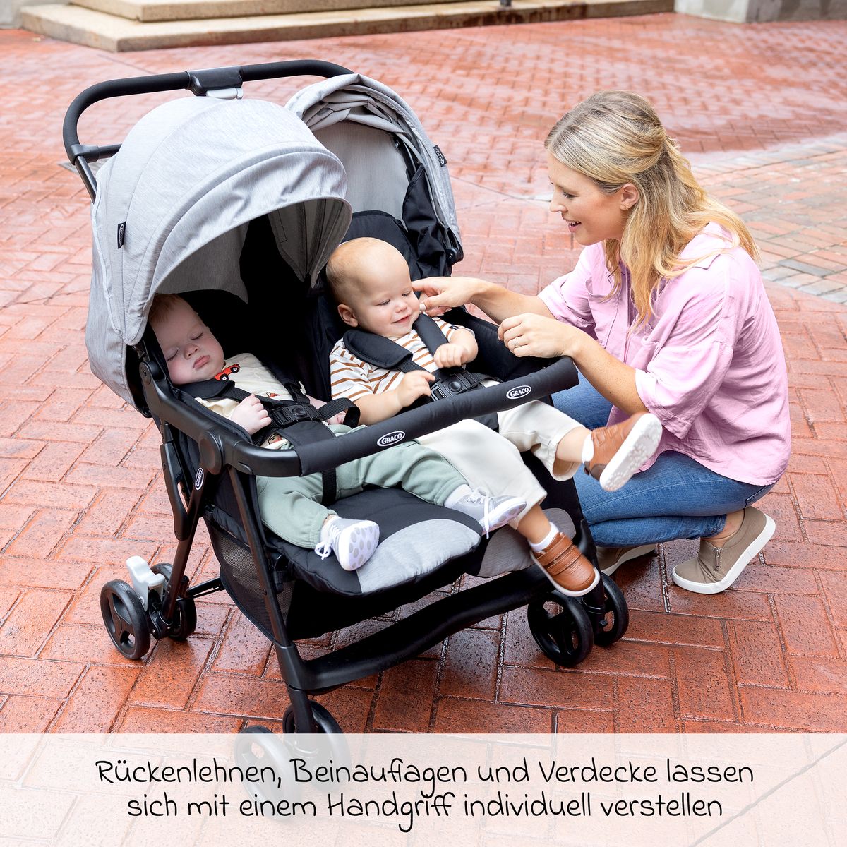 Søsken- og tvillingvogn DuoRider 12,1 kg med regntrekk