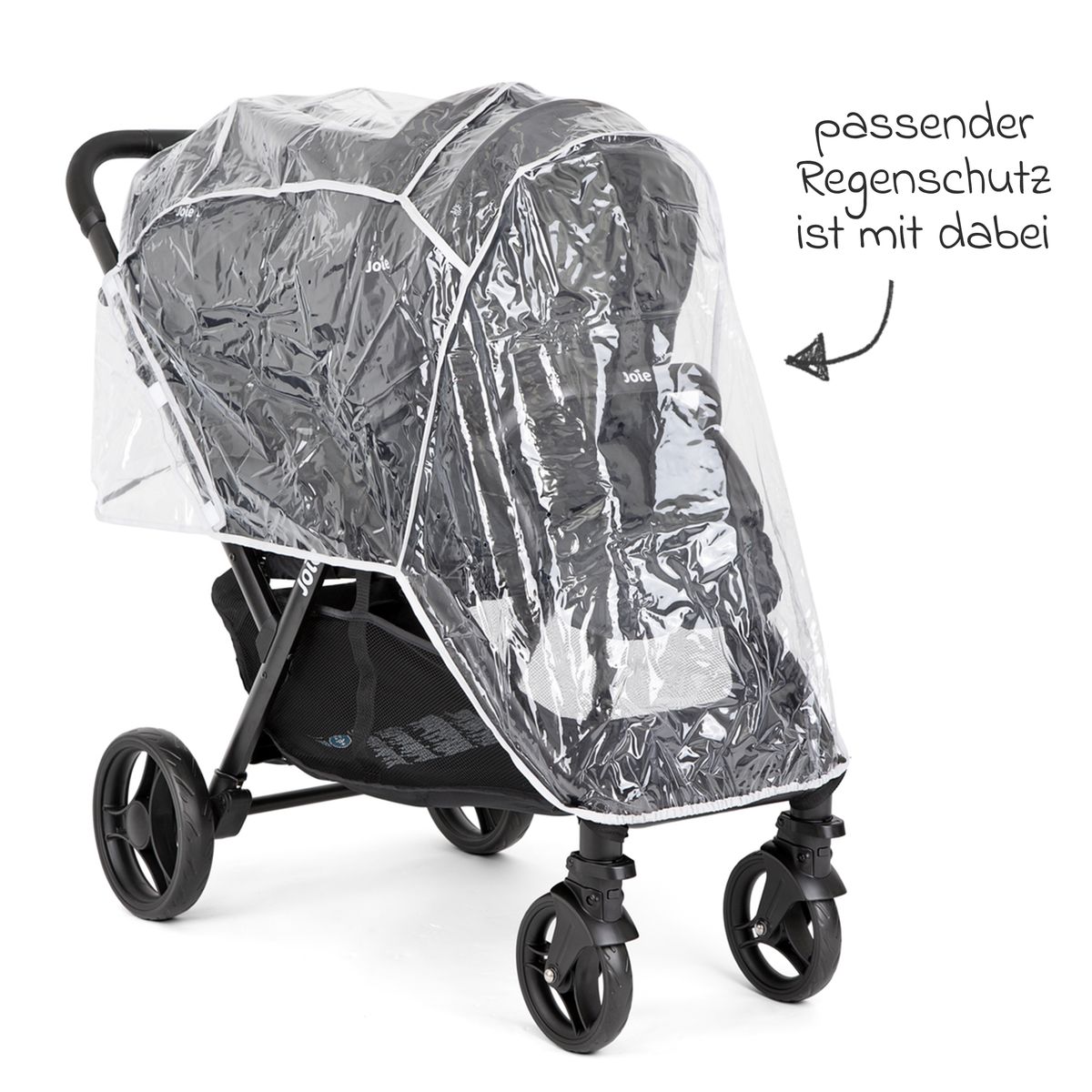 Detalj av hjul på Søskenvogn Evalite Duo 10 kg