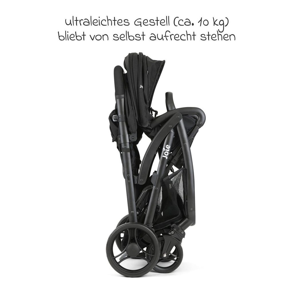 Søskenvogn Evalite Duo 10 kg med regntrekk montert