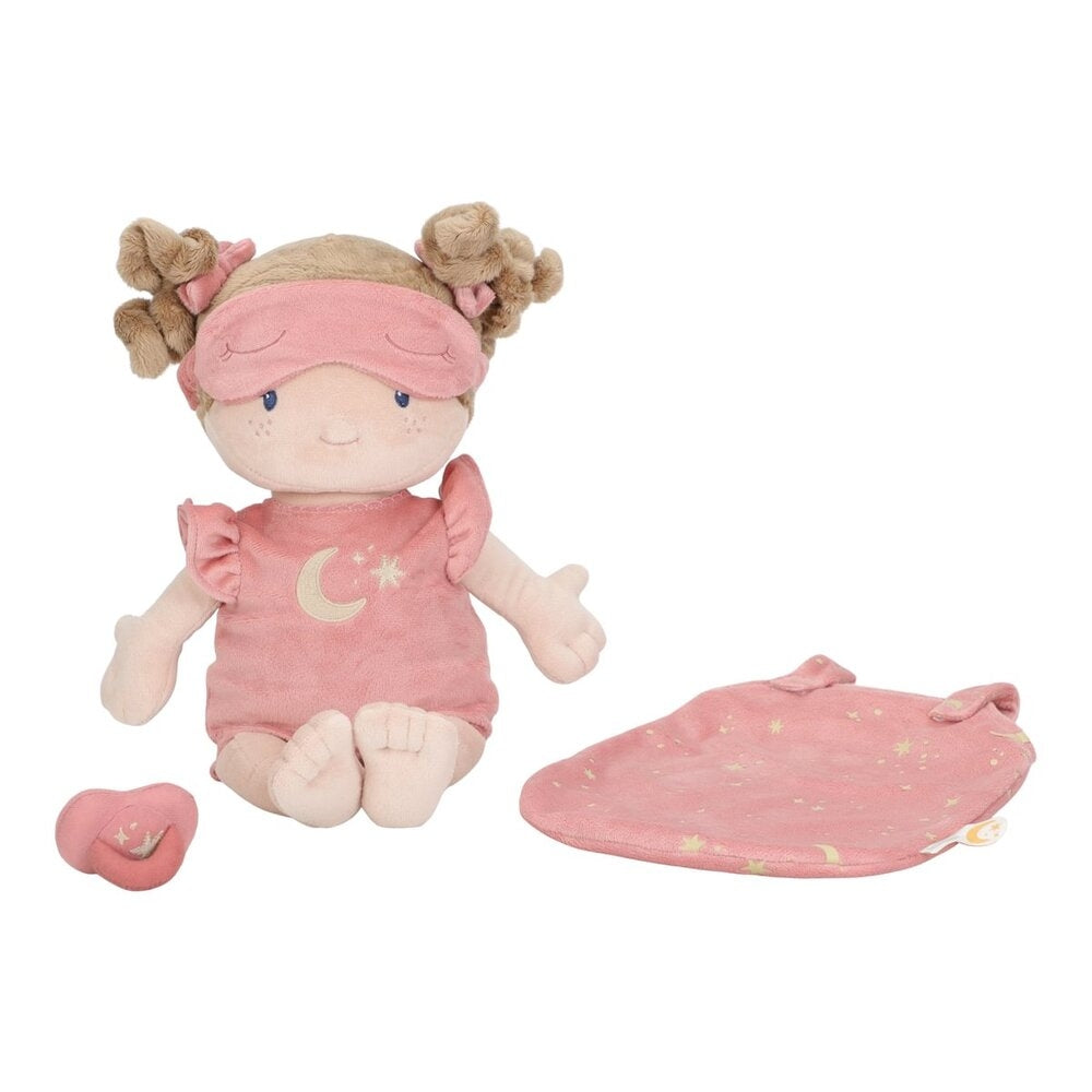 Sovedukke Rosa med lysende detaljer polyester montert og klar for lek