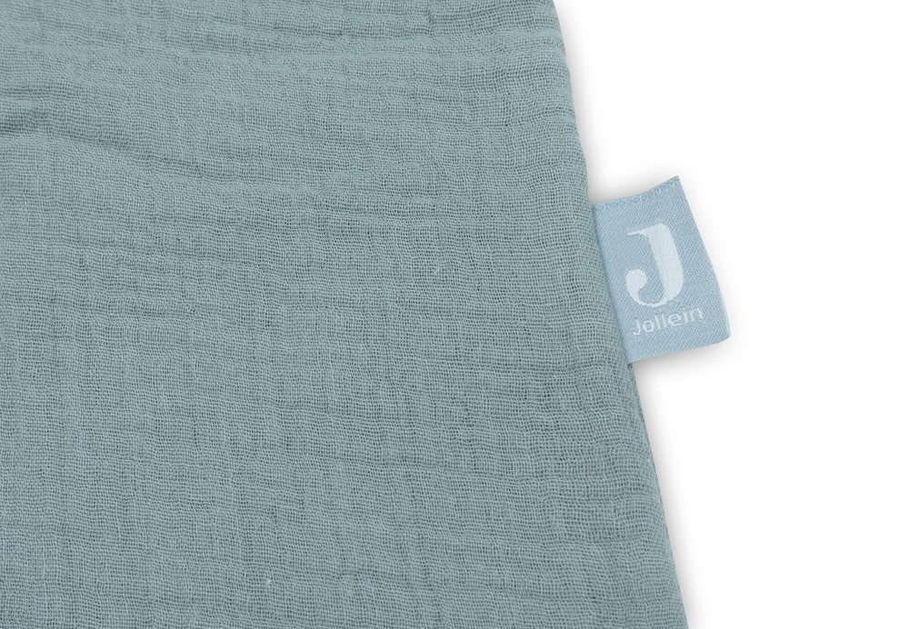 Detalj av glidelås på Sovepose i musselin 90 cm Sea Green