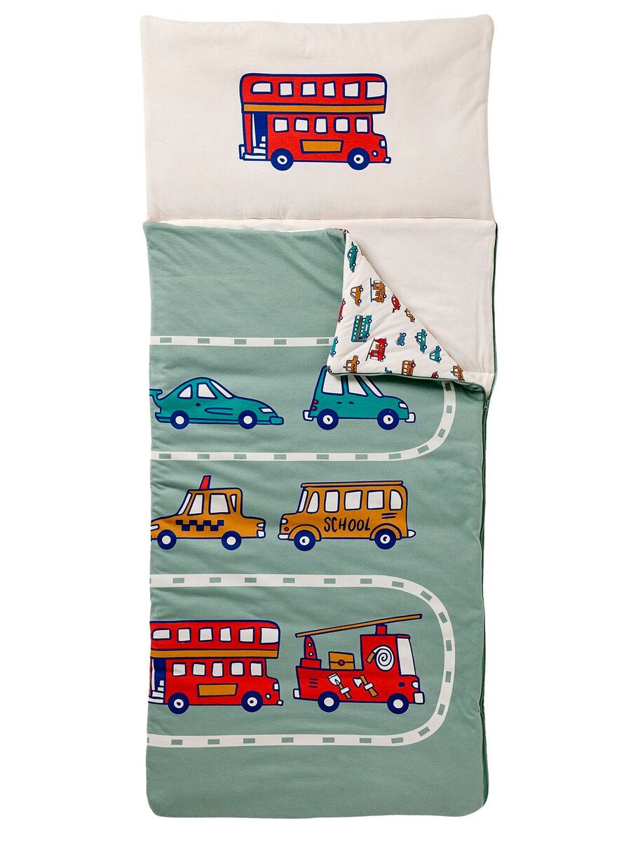 Sovepose for barn med bilmotiv 70x160 cm bomull forfra