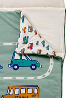 Sovepose for barn med bilmotiv 70x160 cm bomull glidelåsdetalj