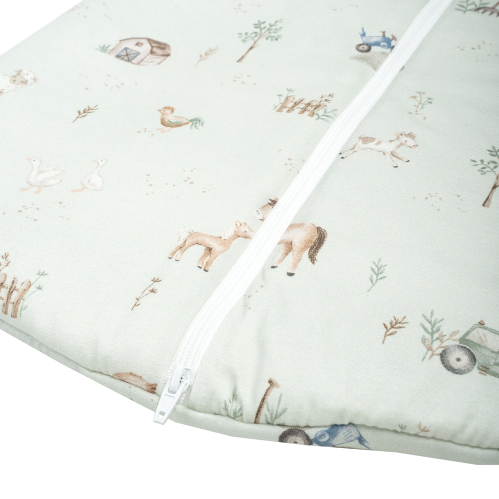 Sovepose jersey bomull Farm 70 cm OEKO-TEX bakside med etikett