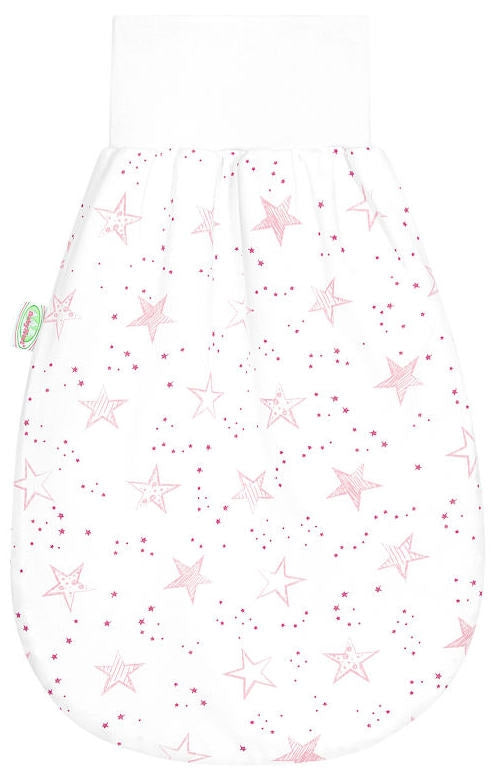 Sovepose sommer babykokong Scribble Stars rosa bomull forfra