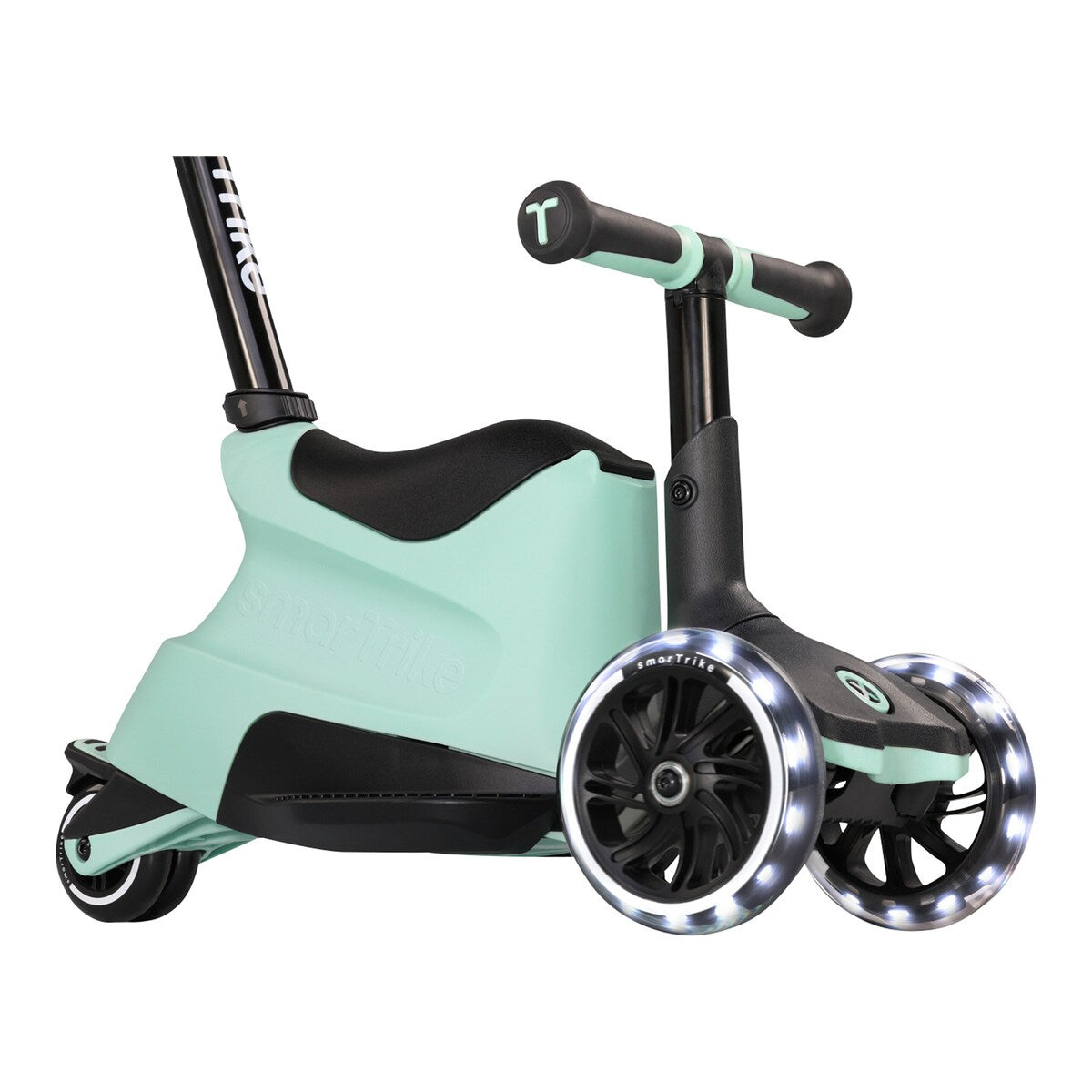 sparkesykkel 2-i-1 xtend ride-on detalj av LED-hjul
