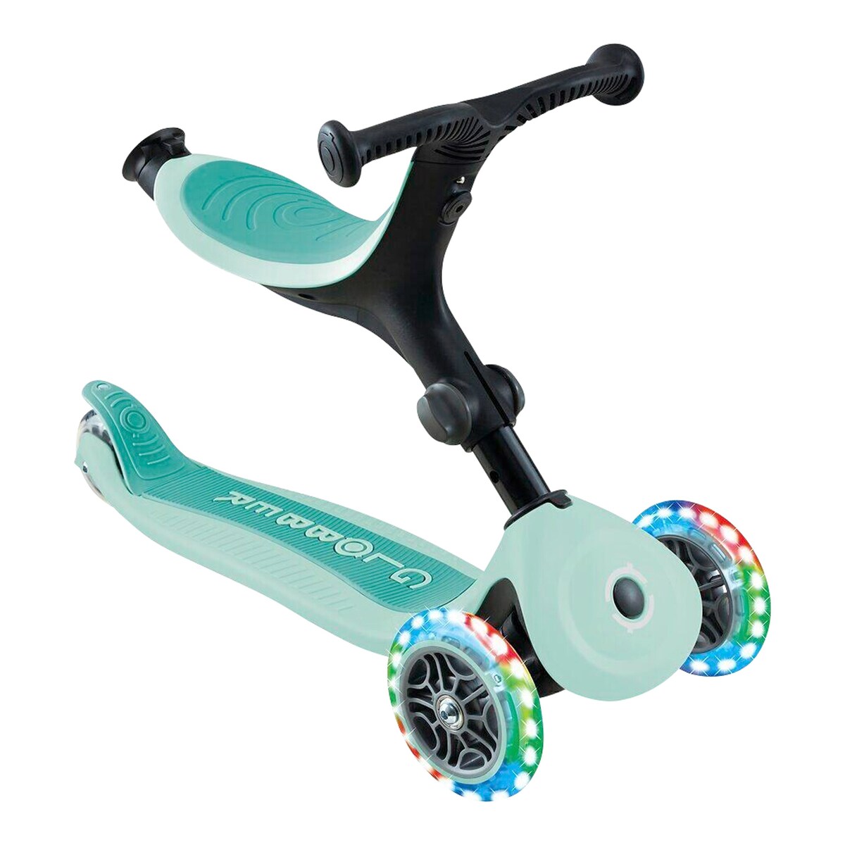Montert Sparkesykkel 3-i-1 Go-Up Active 360 med lyshjul i bruk