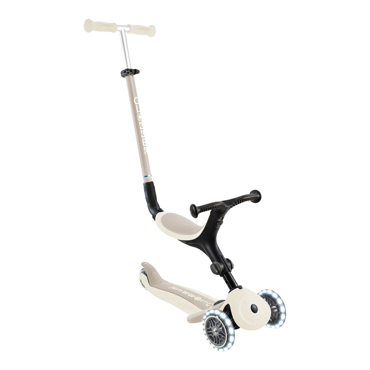 Sparkesykkel 3-i-1 Go-Up Active ECO forfra med lyshjul