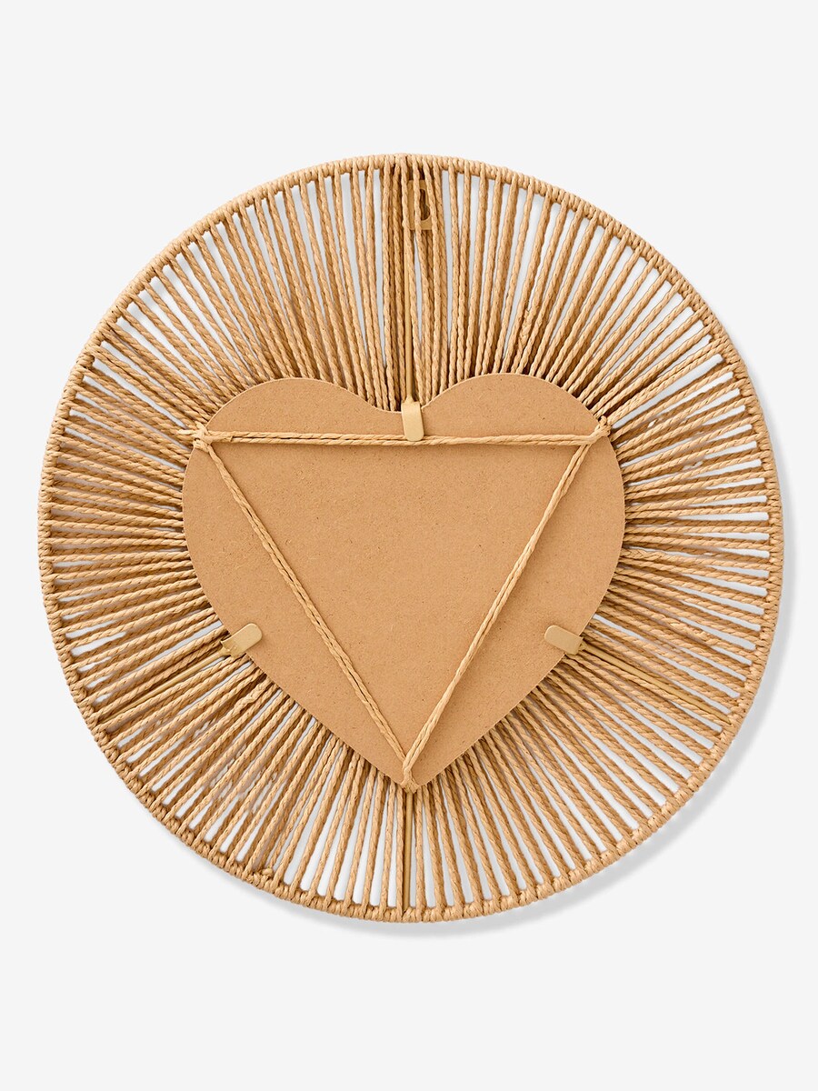 Speil hjerteform i papir 40 cm beige barnerom bakside med oppheng