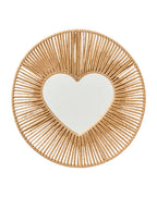 Nærbilde av speil hjerteform i papir 40 cm beige barnerom materiale