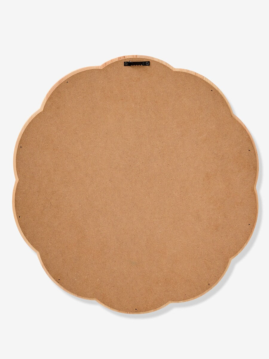 Speil rundt med bølgekant i gummitre Ø 35 cm bakside med veggoppheng