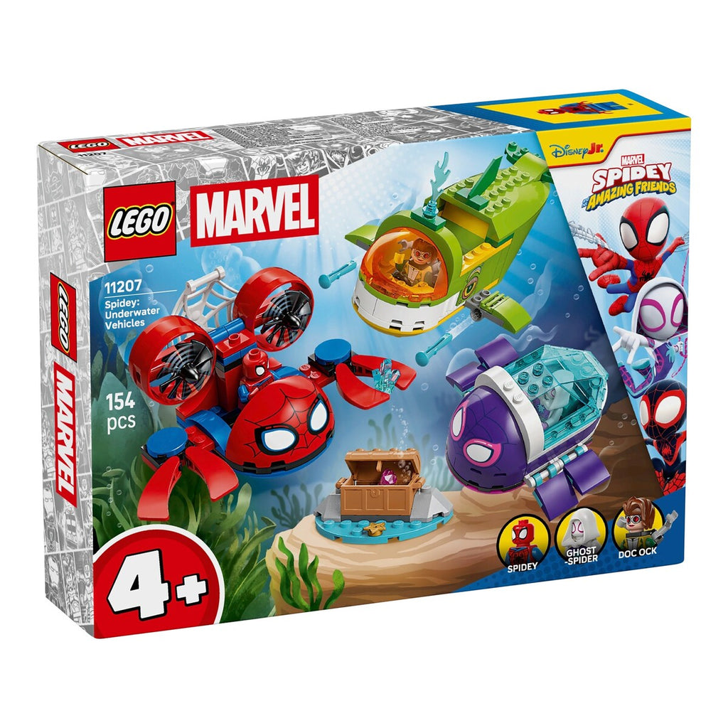 Spidey undervannsfartøy 11207 forfra med undervannsbåter og minifigurer