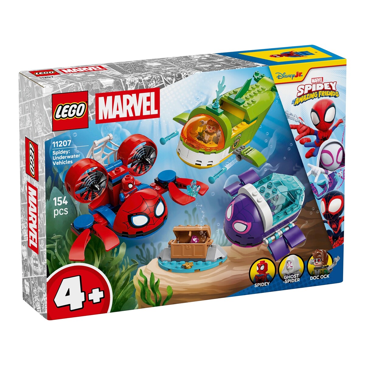 Spidey undervannsfartøy 11207 forfra med undervannsbåter og minifigurer