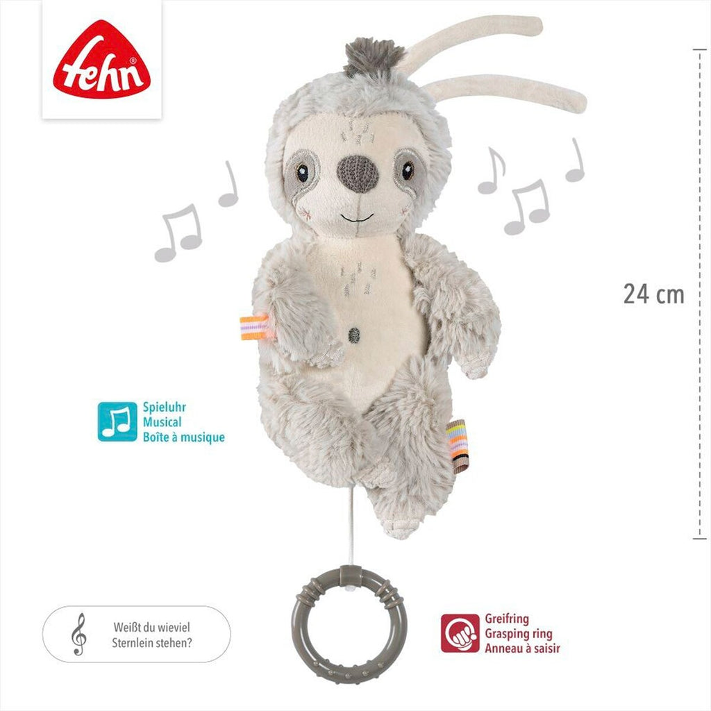 Spilledåse dovendyr 24 cm, fra fødsel - Fehn montert i barneseng