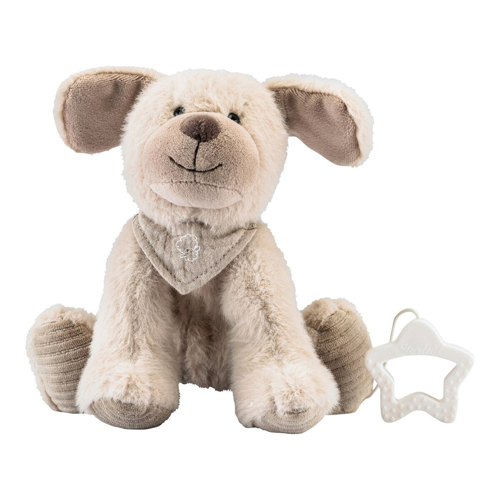 Bakside av Spilledåse hund Lucky 20 cm