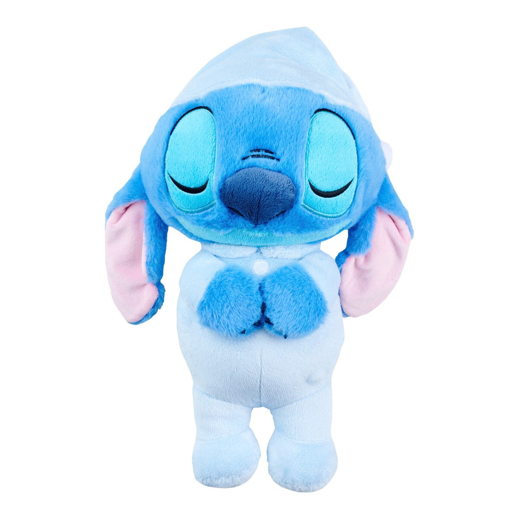 Spilledåse sovende Stitch 31 cm med lys og melodier forfra
