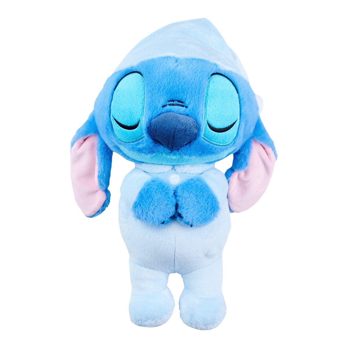 Spilledåse sovende Stitch 31 cm med lys og melodier forfra