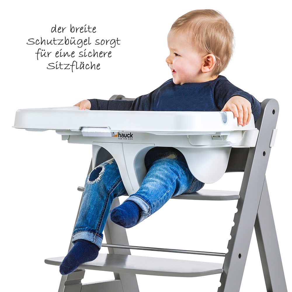 Spisebrett Alpha Tray 2-delt til Alpha barnestol hvit med leker på brettet