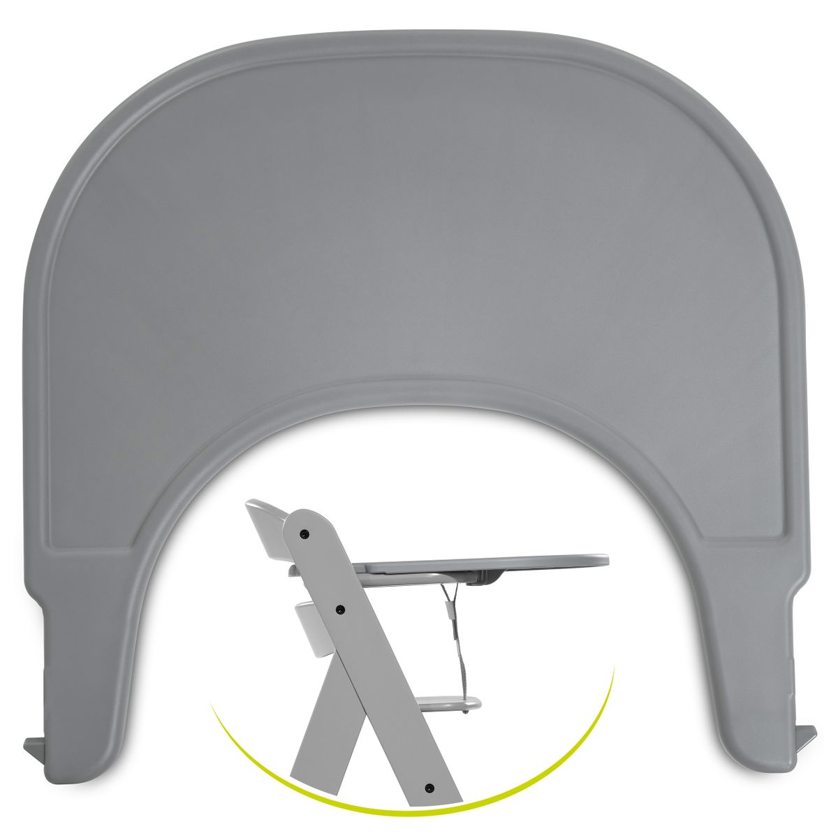 Spisebrett og bord Click Tray til Alpha barnestol forfra
