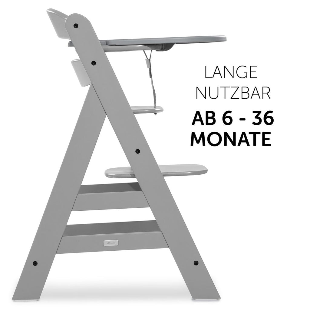 Spisebrett og bord Click Tray til Alpha barnestol sett fra siden