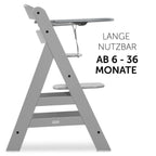 Spisebrett og bord Click Tray til Alpha barnestol sett fra siden