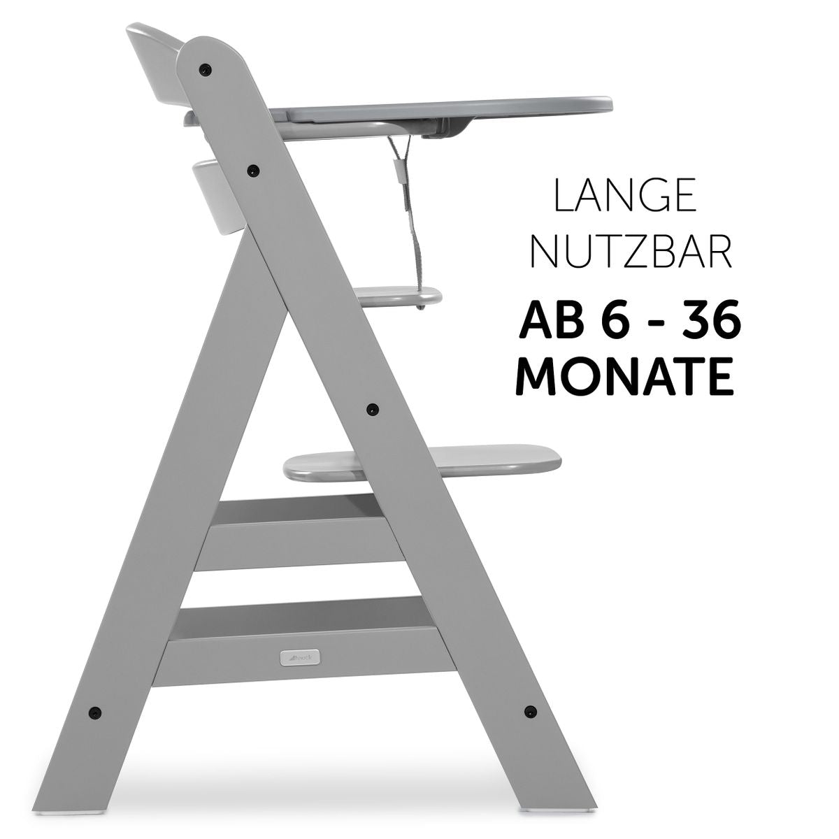 Spisebrett og bord Click Tray til Alpha barnestol sett fra siden