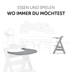 Spisebrett og bord Click Tray til Alpha barnestol i bruk