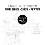 Detalj av klikkfeste på Spisebrett og bord Click Tray til Alpha barnestol hvit