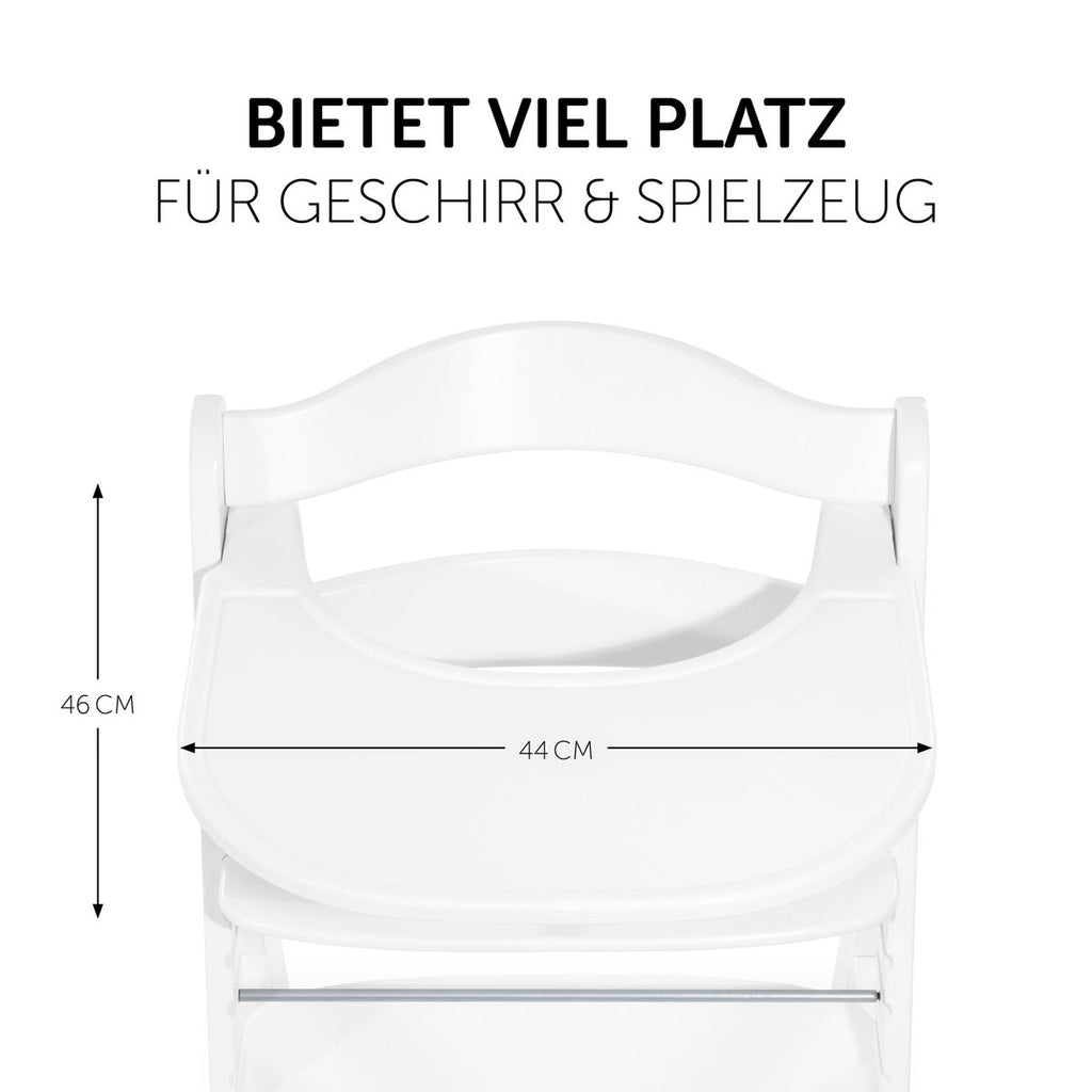 Oversikt over Spisebrett og bord Click Tray til Alpha barnestol hvit i rommet
