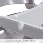 Spisebrett og bord Alpha Tray 2 deler til barnestol grå detalj av midtstang