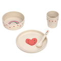 Spisesett 4 deler sklisikkert Happy Rascals Heart lavender fra Lässig sett forfra