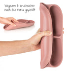 Nærbilde av delt rom på Spisetallerken i silikon 2-pack med delt rom, rosa - MiaMia