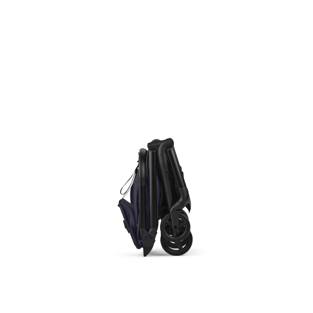 Sportsvogn Butterfly 2 Complete Black/Deep Indigo håndtak med vegansk lær