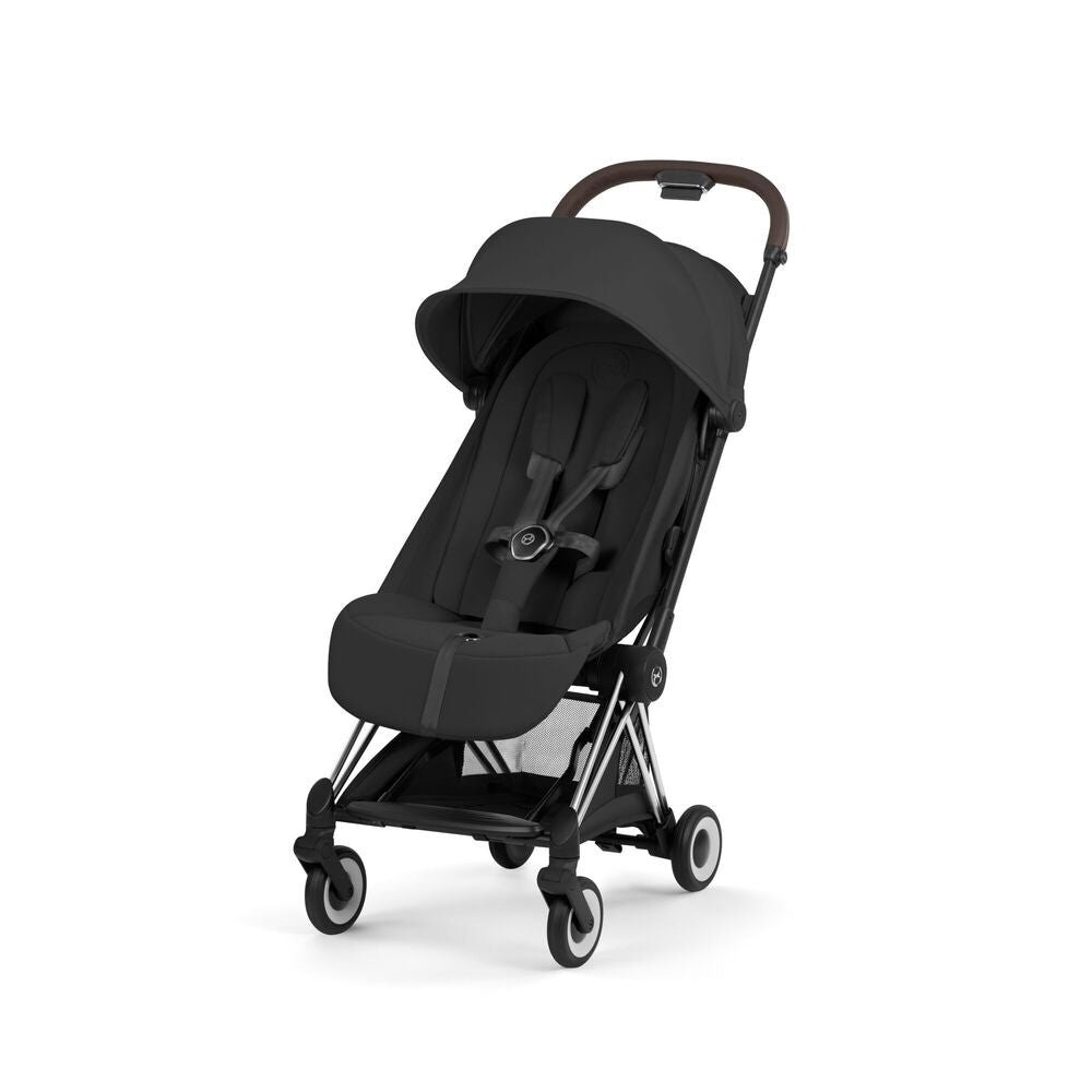 Bakside av Sportsvogn Coya Sepia Black Chrome Brown ramme