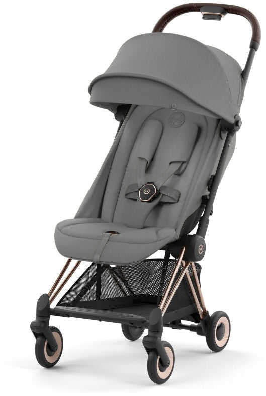 Sportsvogn Coya ultrakompakt Rosegold Mirage Grey bakside