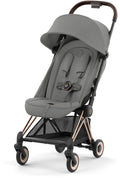 Sportsvogn Coya ultrakompakt Rosegold Mirage Grey forfra
