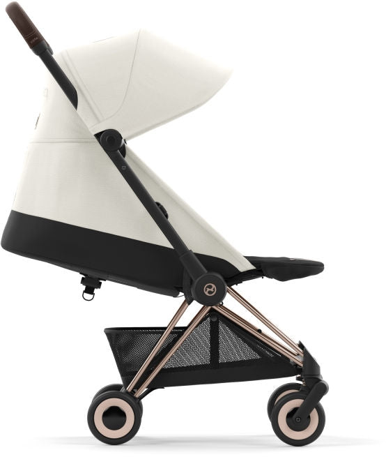 Sportsvogn Coya ultrakompakt Rosegold Off White justerbar beinløsning