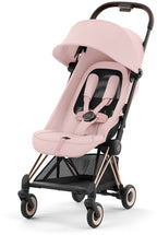 Sportsvogn Coya ultrakompakt Rosegold Peach Pink sammenfoldet