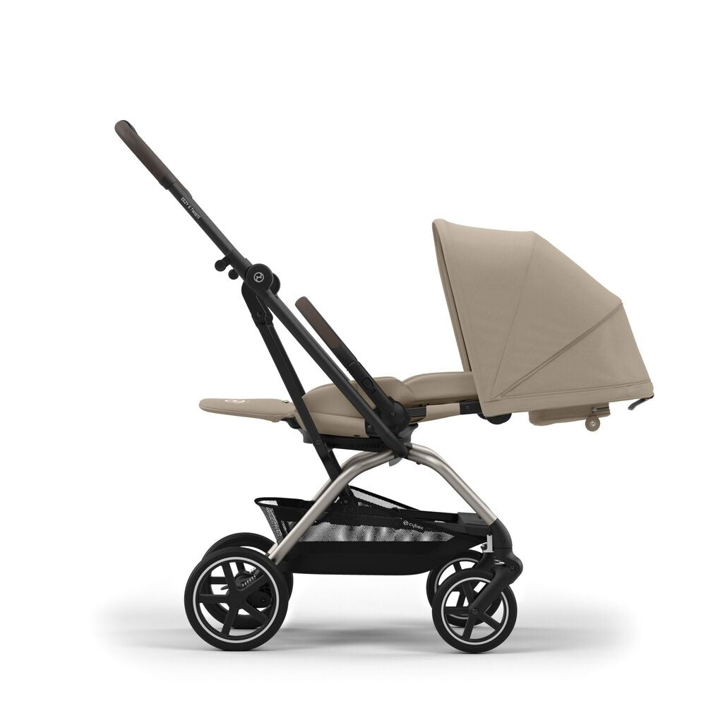 Nærbilde av sportsvogn Eezy S Twist+ 2 TPE Almond Beige stoff