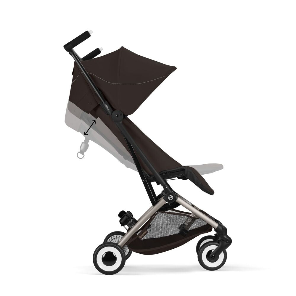 Sportsvogn Libelle Chocolate Brown montert med solskjerm
