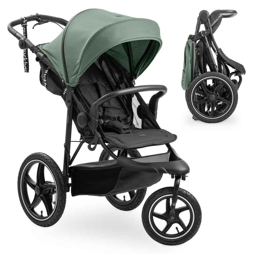 Sportsvogn Runner 3 med store luftdekk i Jungle Green forfra