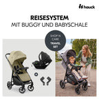 Sportsvogn Shop N Care 2-i-1 reisesett med bilstol Olive bakside