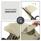 Sportsvogn Shop N Care 2-i-1 reisesett med bilstol Olive med sammenfelt vogn